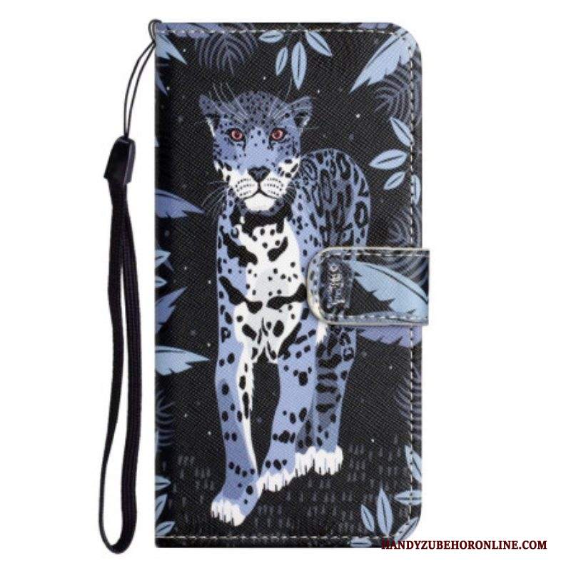 Custodia in pelle Samsung Galaxy S23 5G Leopardo Con Spalline