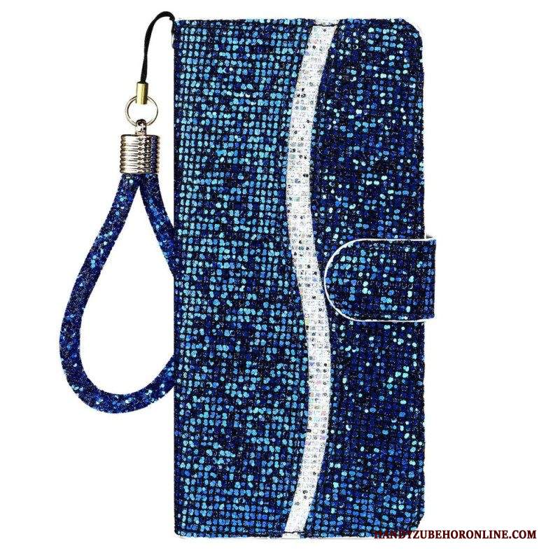 Custodia in pelle Samsung Galaxy S23 5G Paillettes Strappy