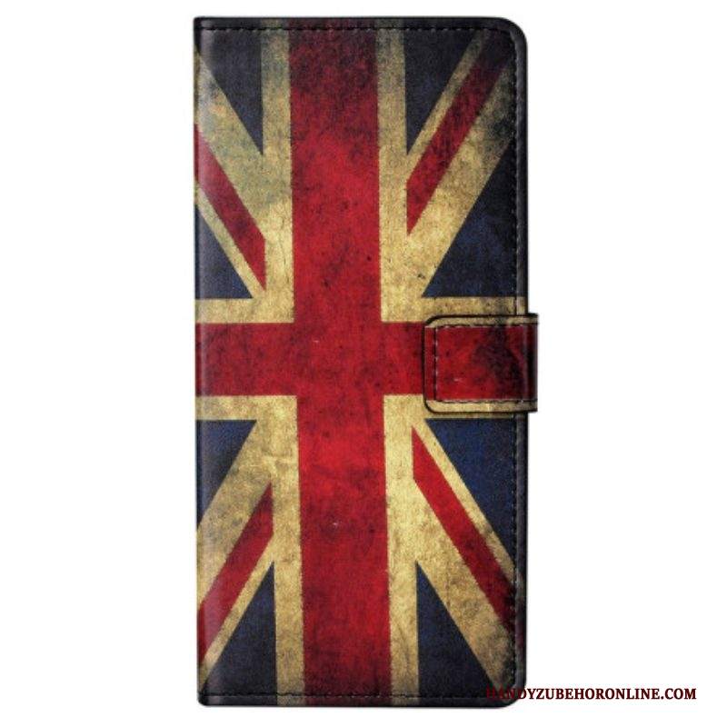 Custodia in pelle Samsung Galaxy S23 Plus 5G Bandiera Inglese D'epoca