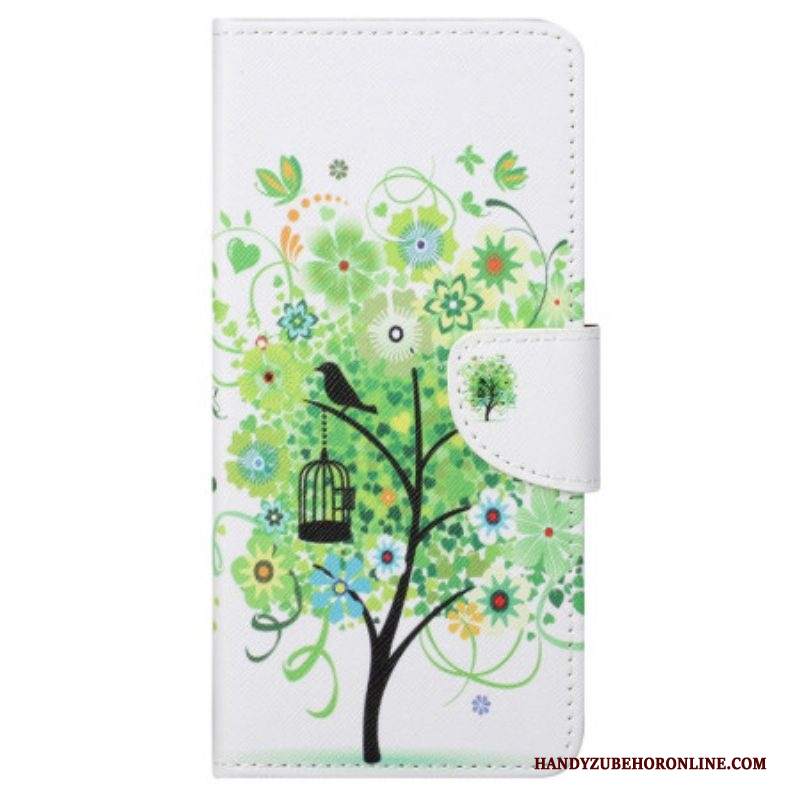 Custodia in pelle Samsung Galaxy S23 Ultra 5G Albero Con Fogliame Verde