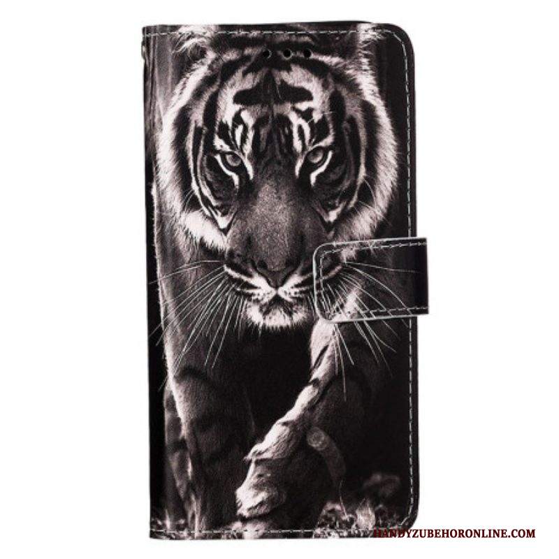 Custodia in pelle Samsung Galaxy S23 Ultra 5G Strappy Notte Tigre