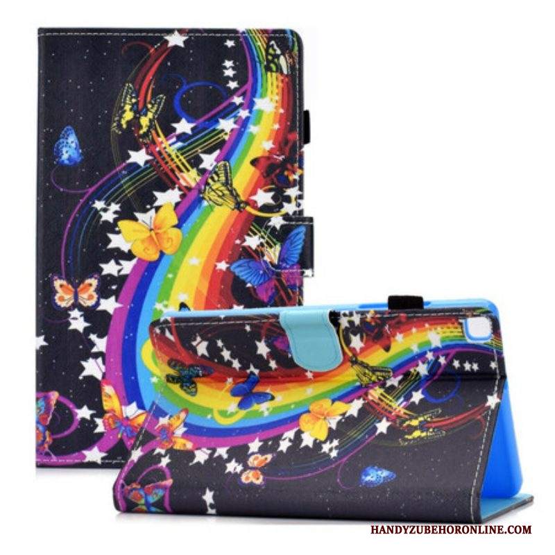 Custodia in pelle Samsung Galaxy Tab A7 Lite Farfalle Arcobaleno