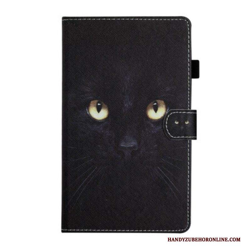 Custodia in pelle Samsung Galaxy Tab A7 Lite Occhi Di Gatto Nero