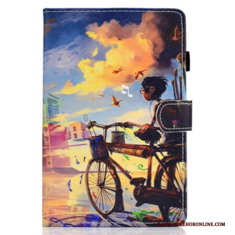 Custodia in pelle Samsung Galaxy Tab S8 / Tab S7 Bicicletta Arte