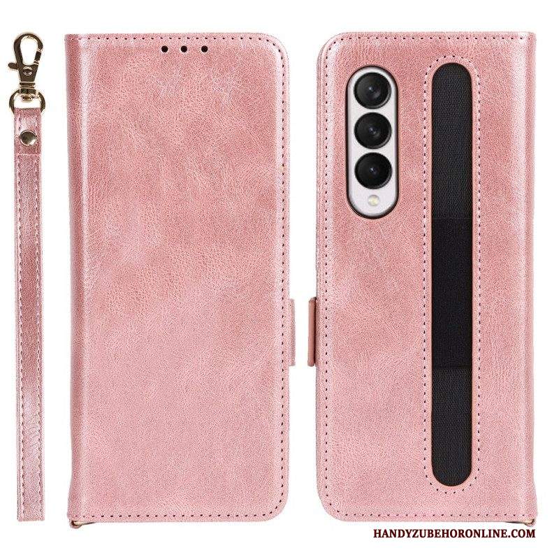 Custodia in pelle Samsung Galaxy Z Fold 3 5G Folio Cover Doppia Patta Portapenne