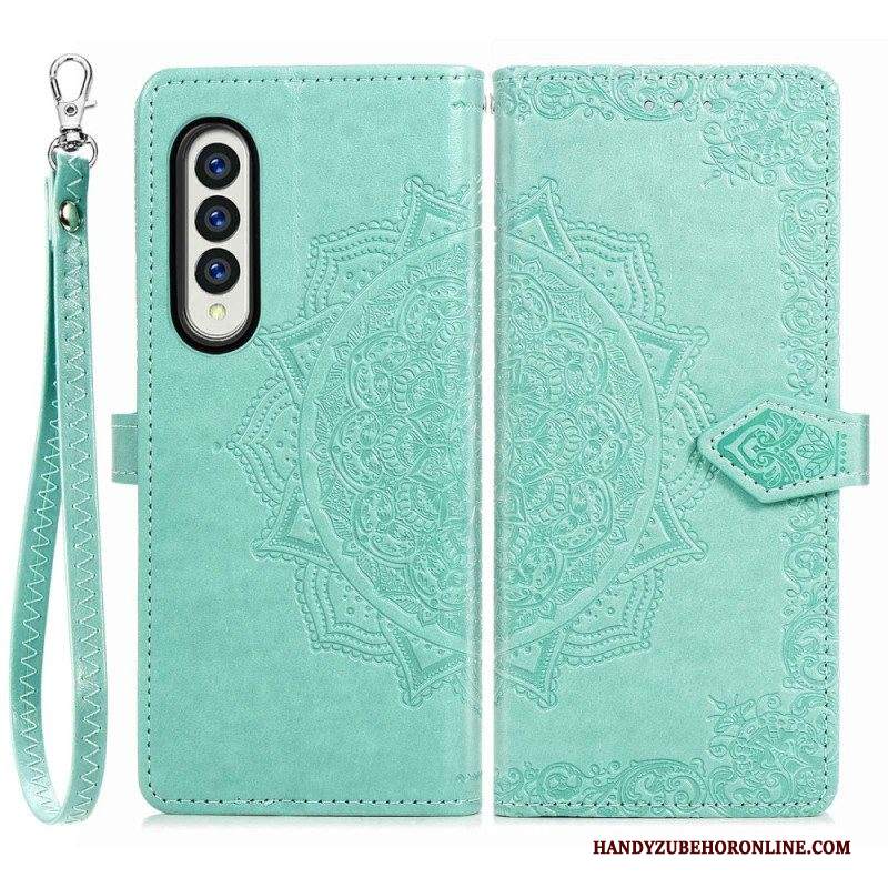 Custodia in pelle Samsung Galaxy Z Fold 4 Mandala Strappy Medievale