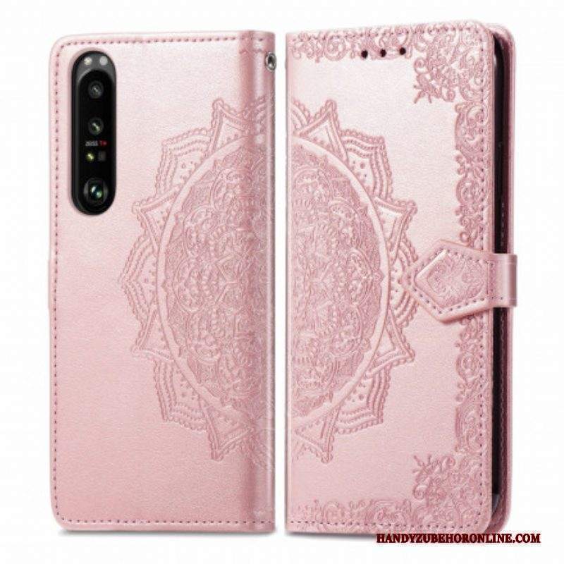 Custodia in pelle Sony Xperia 1 III Mandala Medioevo