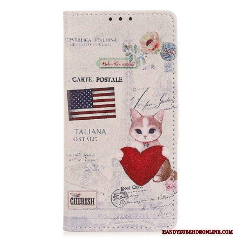 Custodia in pelle Sony Xperia 1 IV Gatto Viaggiatore