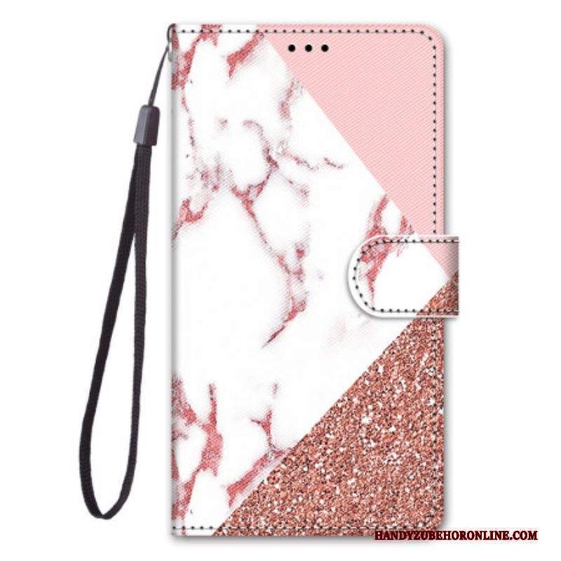 Custodia in pelle Sony Xperia 1 IV Triangolo In Marmo E Glitter