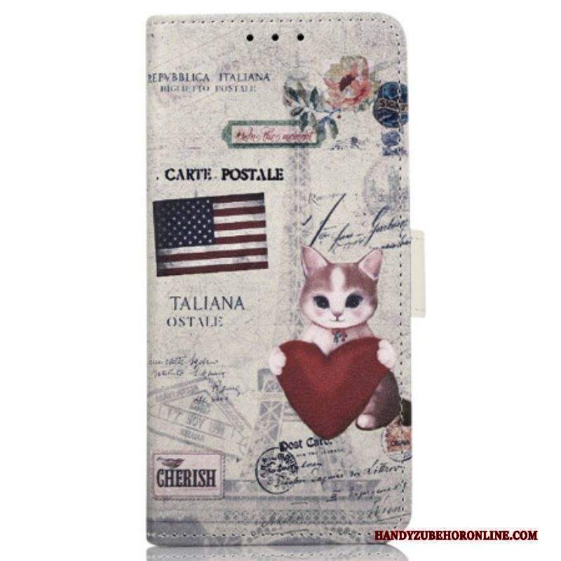 Custodia in pelle Sony Xperia 5 IV Gatto Viaggiatore