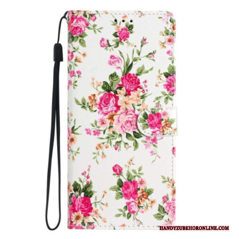 Custodia in pelle Xiaomi 12 Lite Cinturino Liberty Fiori