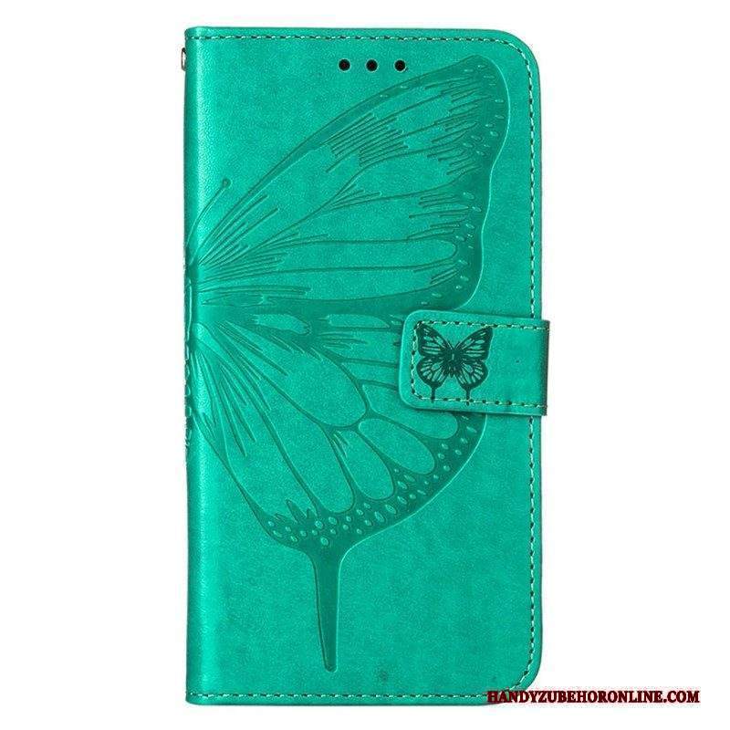 Custodia in pelle Xiaomi 12 Lite Design A Farfalla Con Cordino