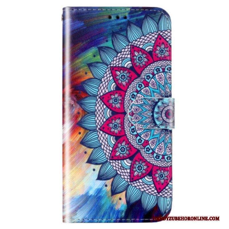 Custodia in pelle Xiaomi 12 Lite Mandala Con Cinghie Colorate