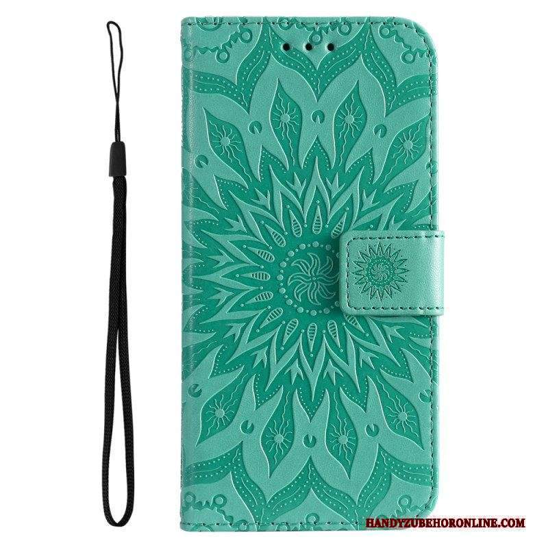 Custodia in pelle Xiaomi 12 Lite Mandala Sole Con Cordino