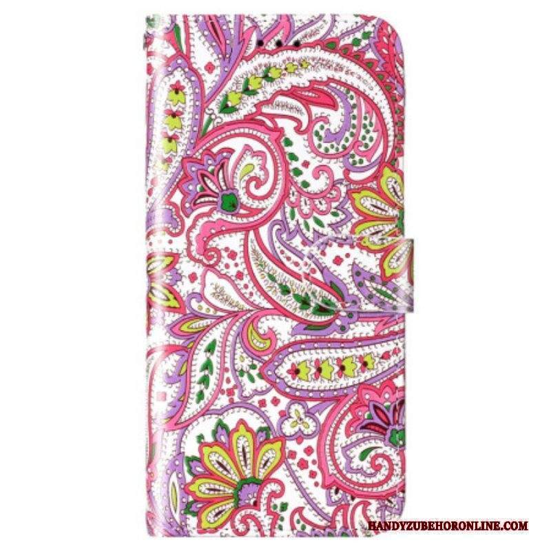 Custodia in pelle Xiaomi 12 Lite Motivo Paisley Con Spalline