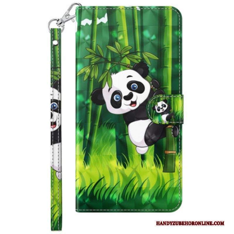 Custodia in pelle Xiaomi 12 Lite Panda Di Bambù Con Cordino