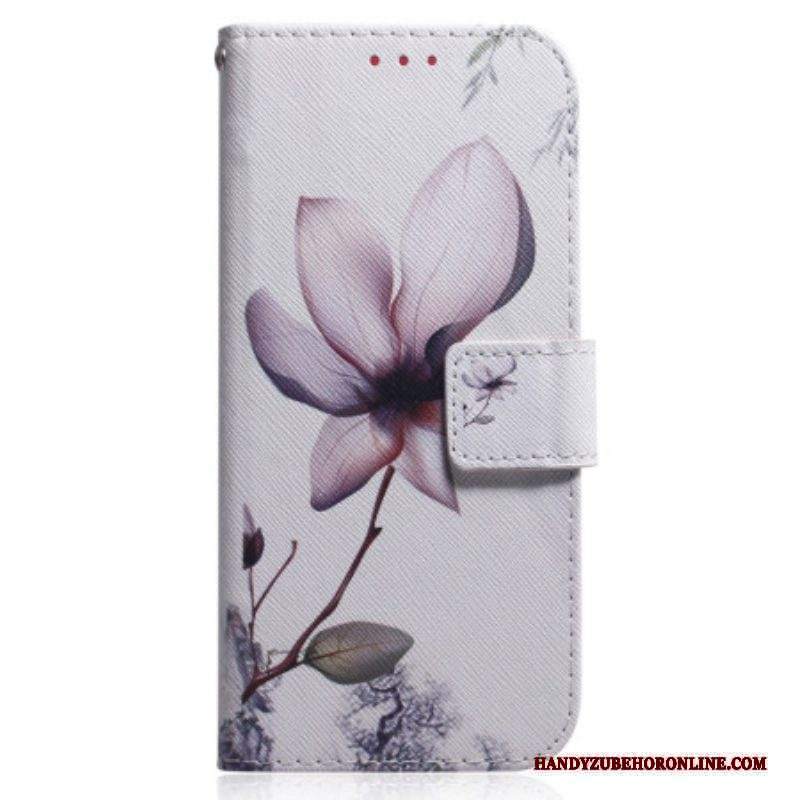 Custodia in pelle Xiaomi 13 Fiore Rosa Strappy