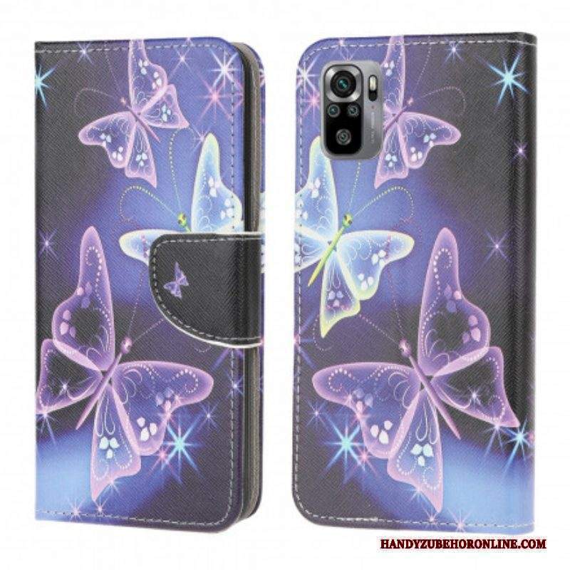 Custodia in pelle Xiaomi Redmi Note 10 / 10S Farfalle