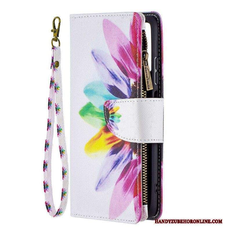 Custodia in pelle Xiaomi Redmi Note 10 / 10S Tasca Con Zip A Fiore