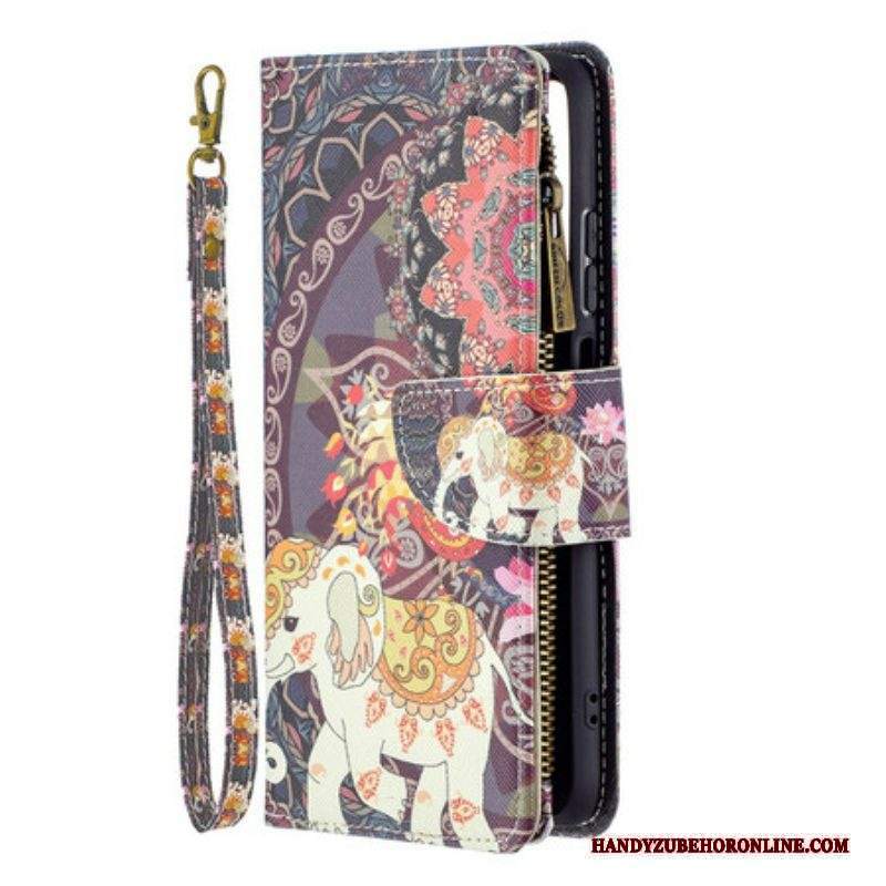 Custodia in pelle Xiaomi Redmi Note 10 / 10S Tasca Con Zip A Forma Di Elefante