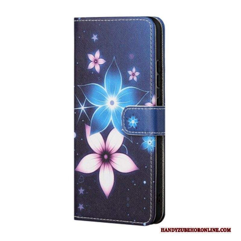 Custodia in pelle Xiaomi Redmi Note 10 5G Cinturino Lunare Fiori