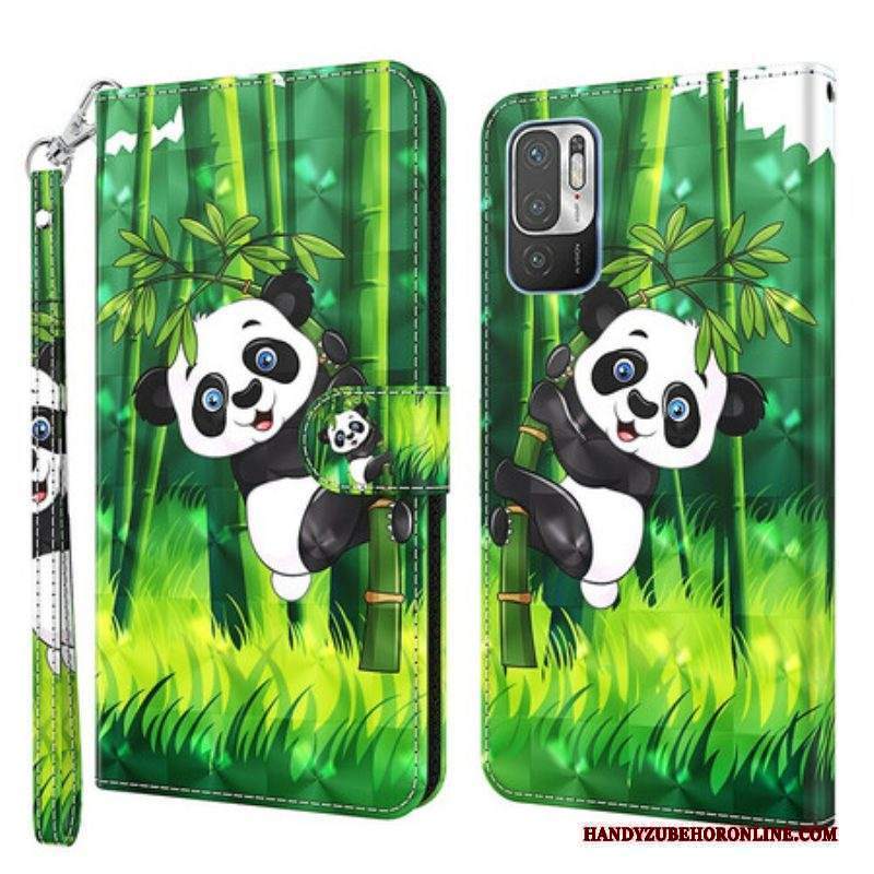 Custodia in pelle Xiaomi Redmi Note 10 5G Panda E Bambù