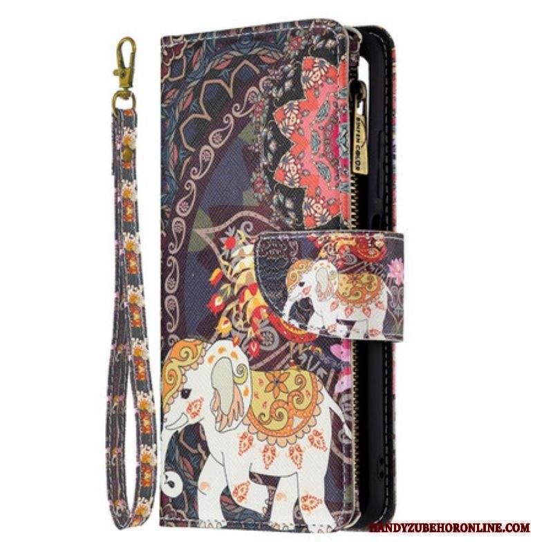 Custodia in pelle Xiaomi Redmi Note 10 5G Tasca Con Zip A Forma Di Elefante