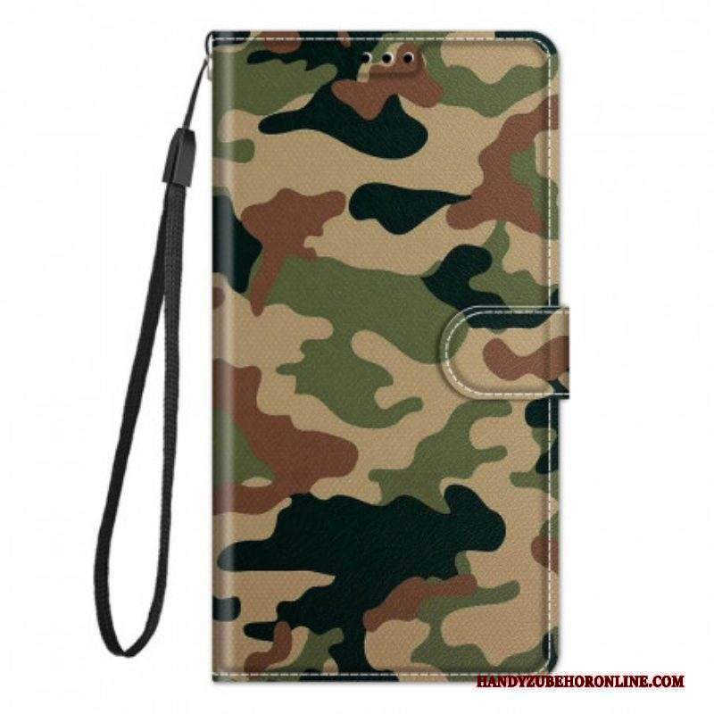 Custodia in pelle Xiaomi Redmi Note 10 Pro Camouflage Militare Strappy