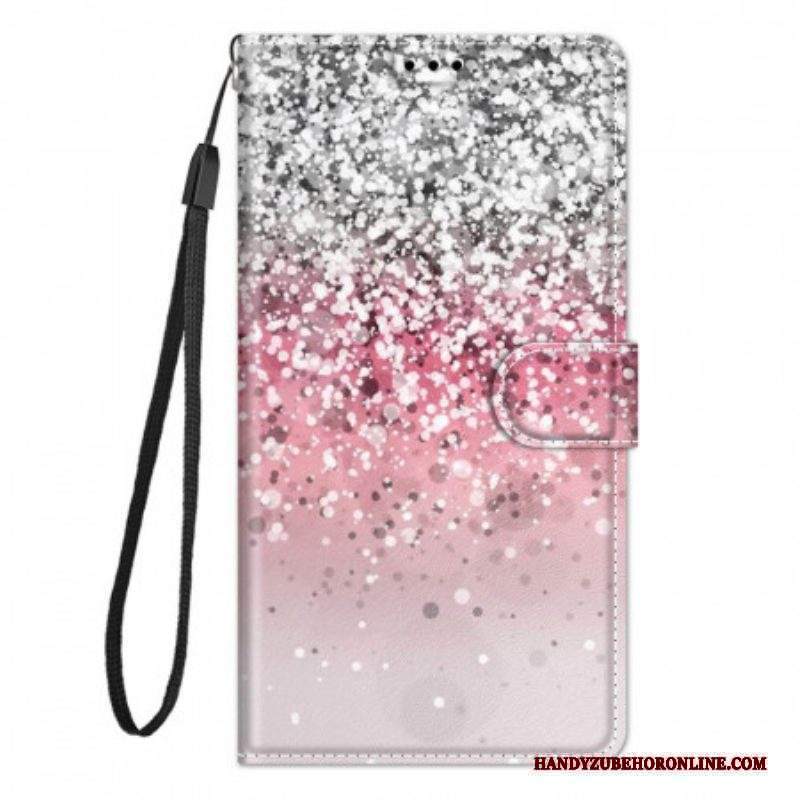 Custodia in pelle Xiaomi Redmi Note 10 Pro Paillettes Con Cinturino