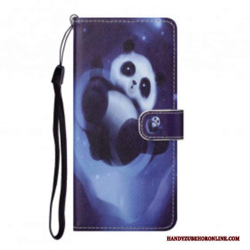 Custodia in pelle Xiaomi Redmi Note 10 Pro Panda Space Con Cordino