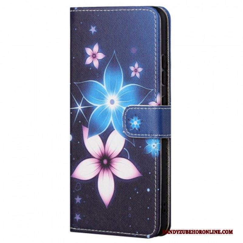 Custodia in pelle Xiaomi Redmi Note 11 / 11S Cinturino Lunare Fiori