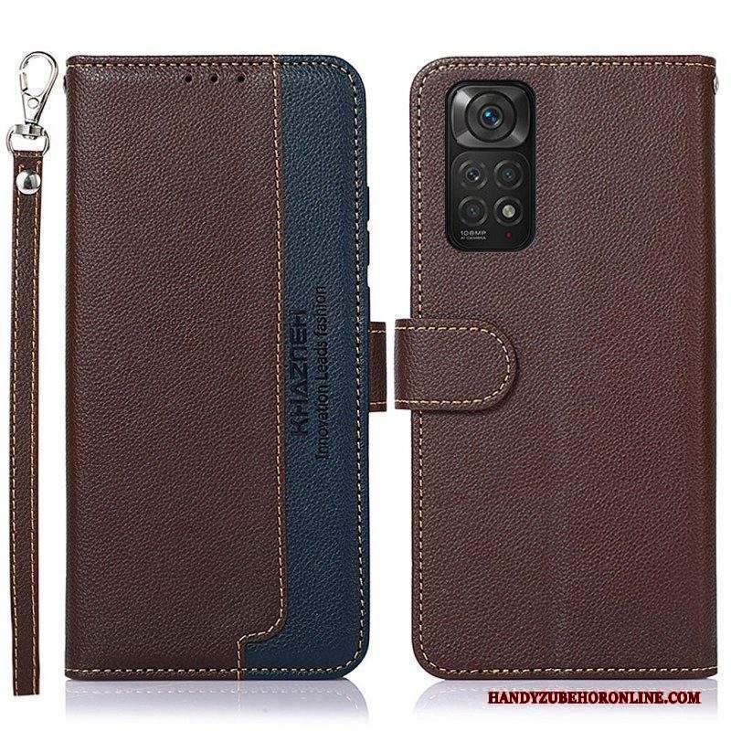 Custodia in pelle Xiaomi Redmi Note 11 / 11S Lychee Style Rfid Khazneh