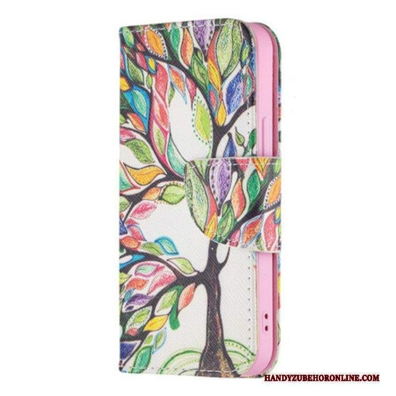 Custodia in pelle iPhone 13 Mini Albero Colorato