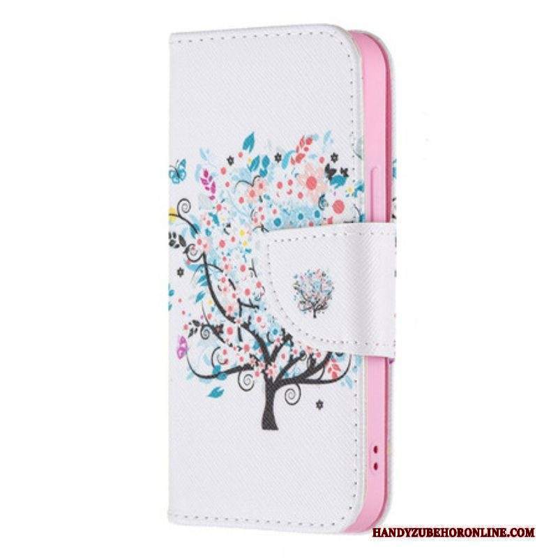 Custodia in pelle iPhone 13 Mini Albero Fiorito