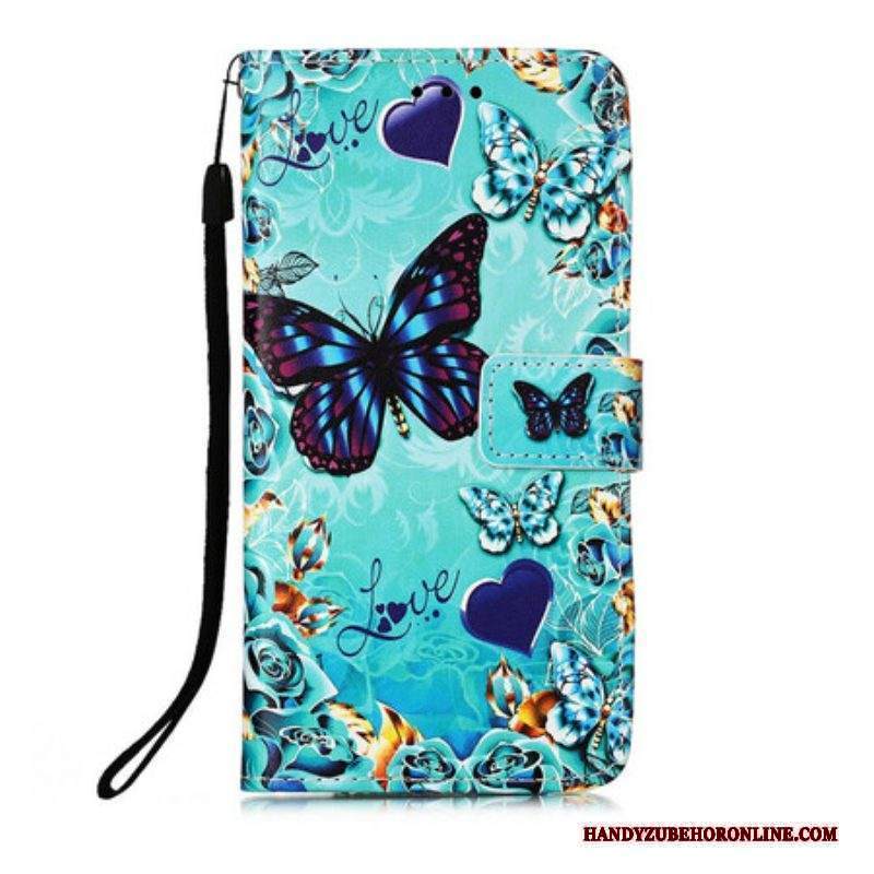 Custodia in pelle iPhone 13 Mini Amo Le Farfalle Strappy