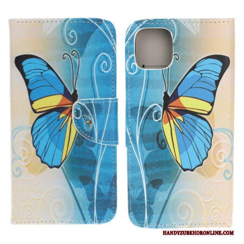 Custodia in pelle iPhone 13 Mini Farfalle