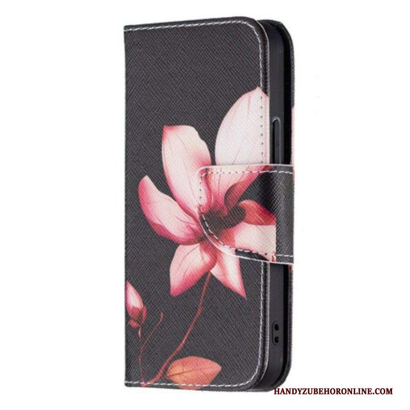 Custodia in pelle iPhone 13 Mini Fiore Rosa