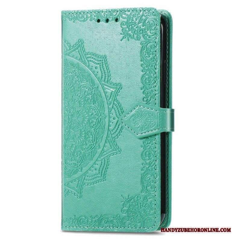 Custodia in pelle iPhone 13 Mini Mandala Medioevo