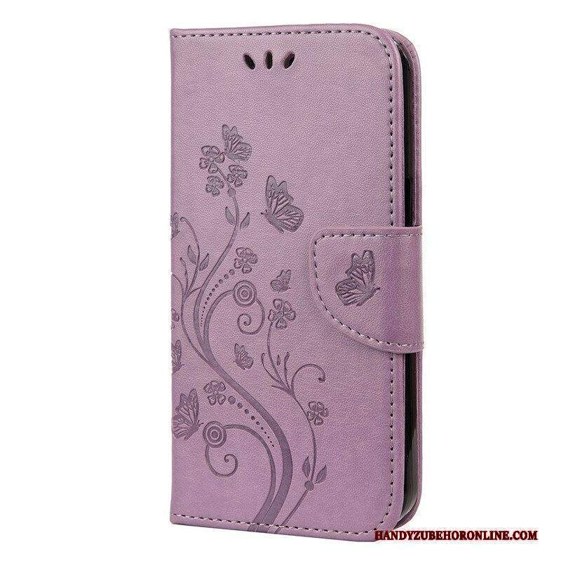 Custodia in pelle iPhone 13 Mini Strappy Floreale