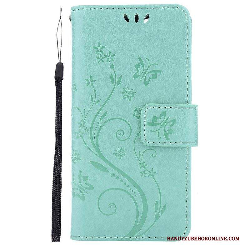 Custodia in pelle iPhone 13 Pro Fiori Grafici Strappy