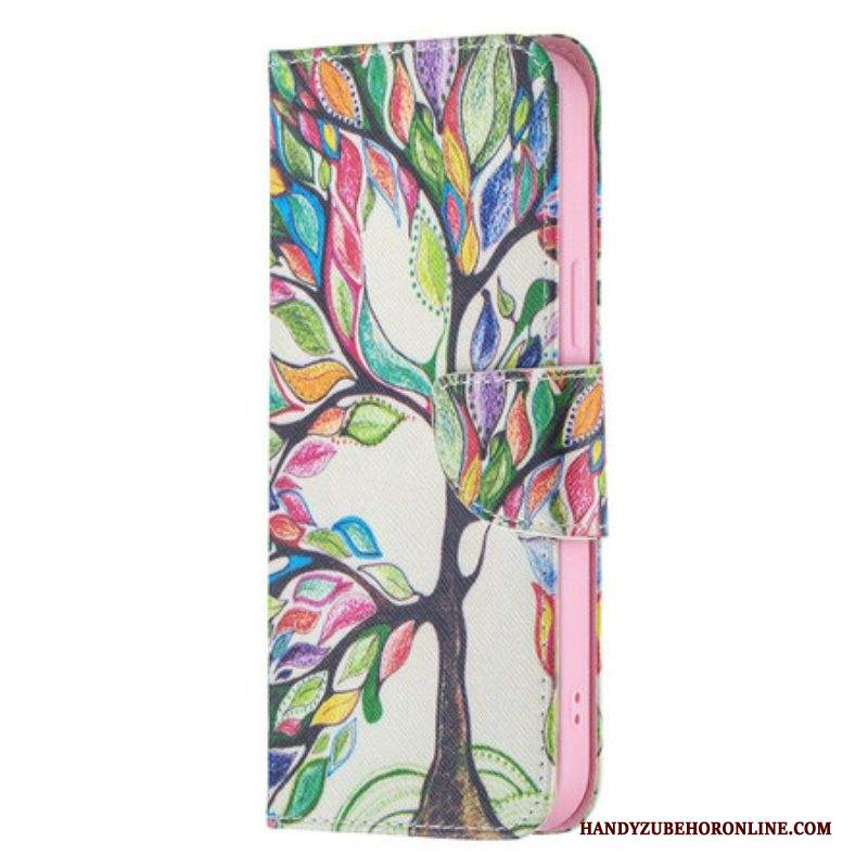 Custodia in pelle iPhone 13 Pro Max Albero Colorato