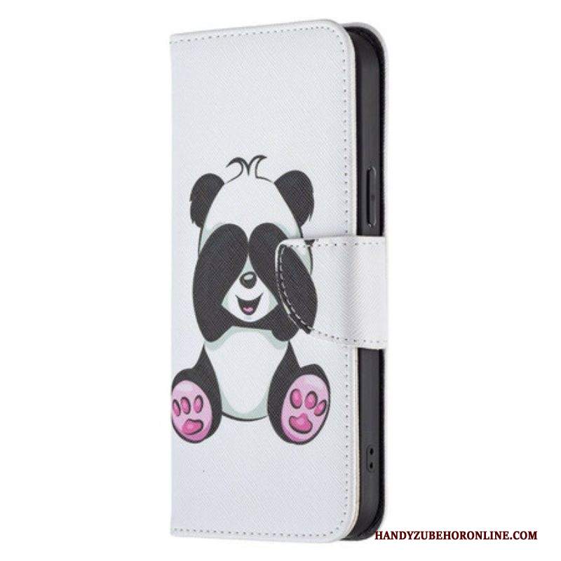 Custodia in pelle iPhone 13 Pro Max Divertimento Panda