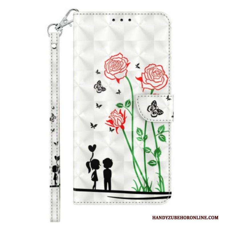 Custodia in pelle iPhone 14 Cordino Love Dandelions