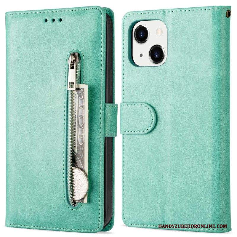 Custodia in pelle iPhone 14 Plus Borsa Con Cordino