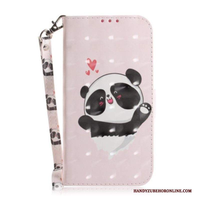 Custodia in pelle iPhone 14 Plus Panda Strappy