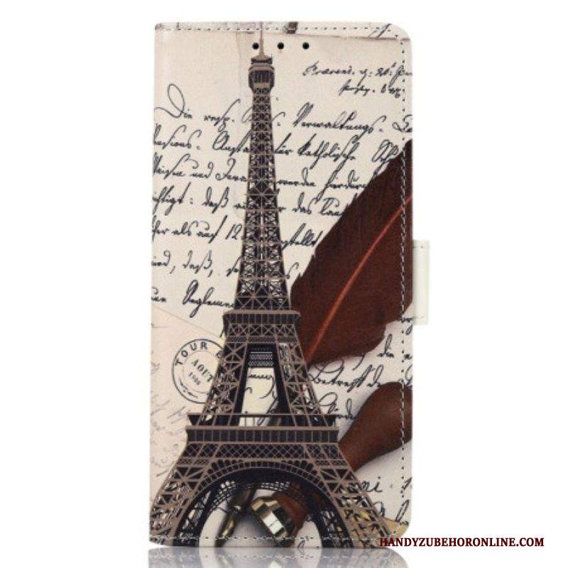 Custodia in pelle iPhone 14 Pro Max Torre Eiffel Del Poeta