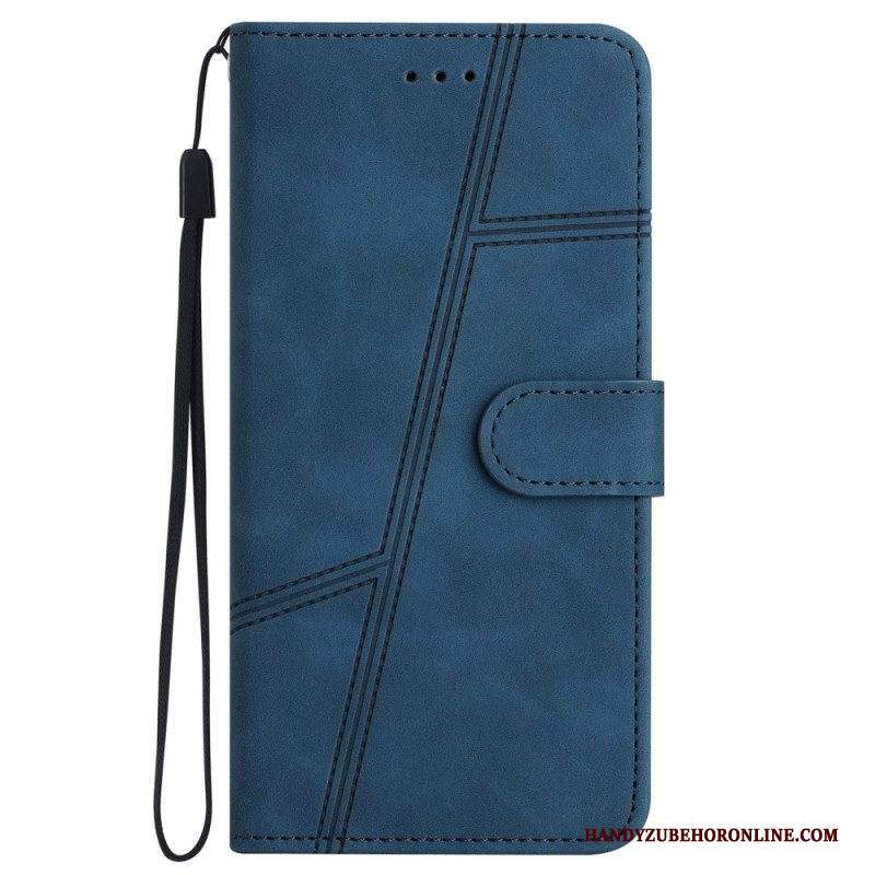 Custodia in pelle iPhone 14 Pro Strappy Stile In Pelle Eleganza