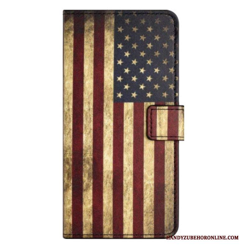 Custodia in pelle iPhone 15 Bandiera Usa Vintage