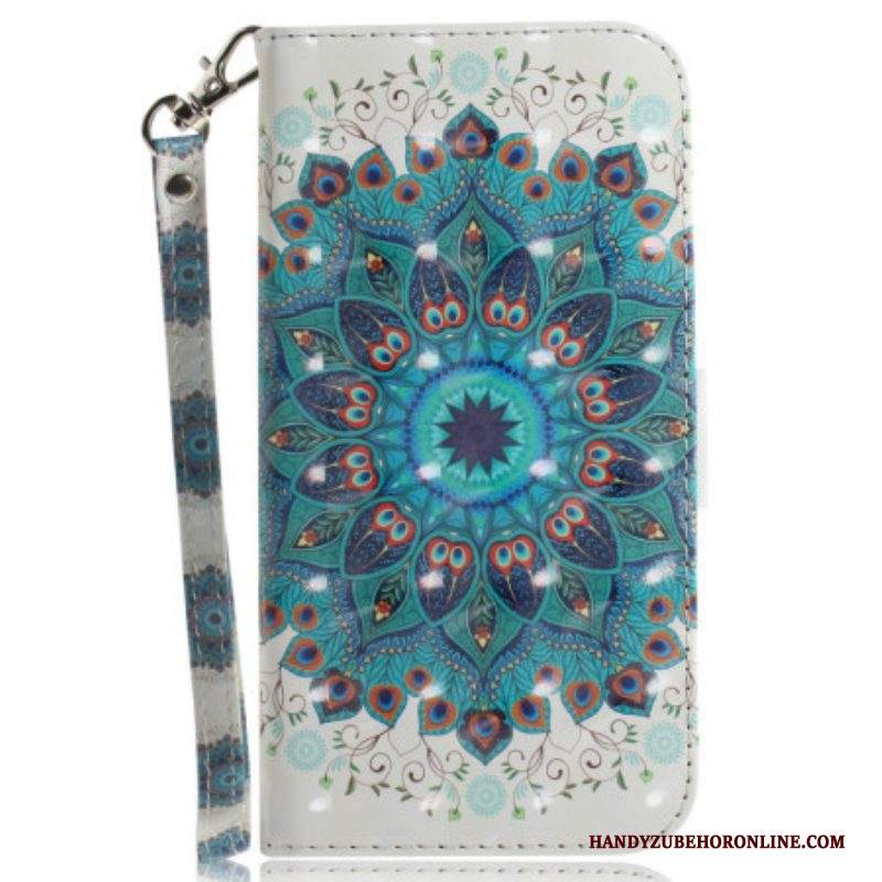 Custodia in pelle iPhone 15 Plus Mandala Con Tracolla