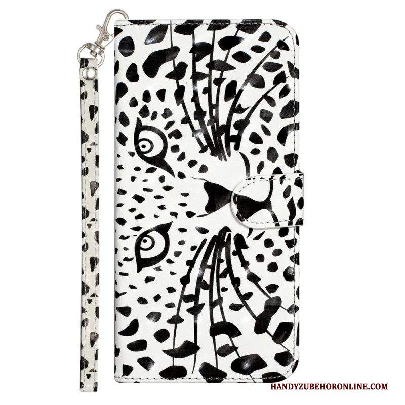 Custodia in pelle iPhone 15 Pro Leopardo 3d Con Cinturino